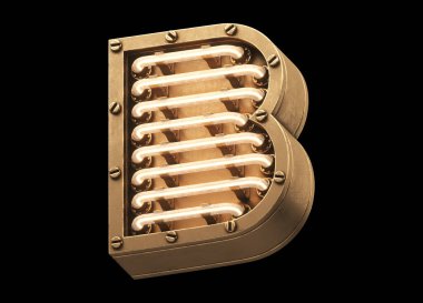 Steampunk hafif yazı tipi. 3d oluşturma.