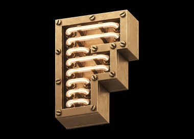 Steampunk hafif yazı tipi. 3d oluşturma.