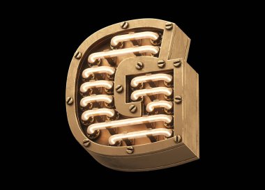 Steampunk hafif yazı tipi. 3d oluşturma.