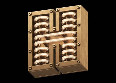 Steampunk hafif yazı tipi. 3d oluşturma.