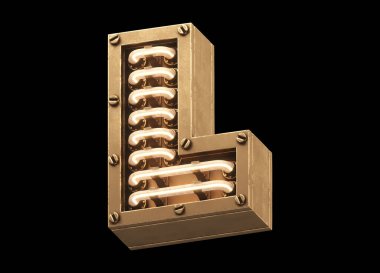 Steampunk hafif yazı tipi. 3d oluşturma.