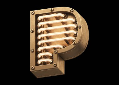 Steampunk hafif yazı tipi. 3d oluşturma.