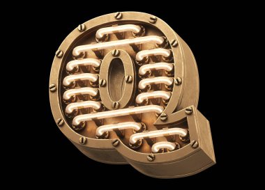 Steampunk hafif yazı tipi. 3d oluşturma.