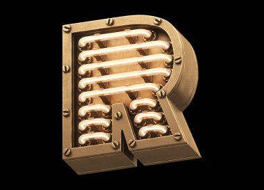 Steampunk hafif yazı tipi. 3d oluşturma.