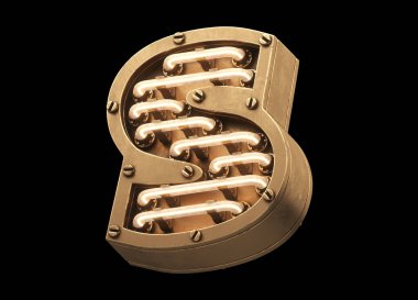 Steampunk hafif yazı tipi. 3d oluşturma.