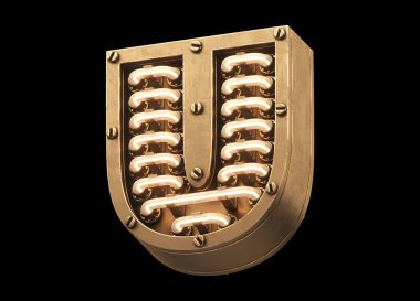 Steampunk hafif yazı tipi. 3d oluşturma.