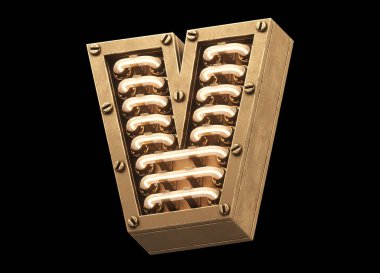 Steampunk hafif yazı tipi. 3d oluşturma.