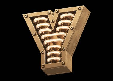 Steampunk hafif yazı tipi. 3d oluşturma.