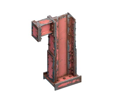 Çelik kirişlerin boyanmış yazı tipi. 