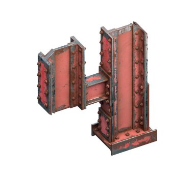 Çelik kirişlerin boyanmış yazı tipi. 