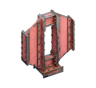 Çelik kirişlerin boyanmış yazı tipi. 