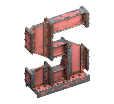 Çelik kirişlerin boyanmış yazı tipi. 