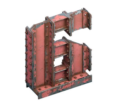 Çelik kirişlerin boyanmış yazı tipi. 