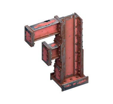 Çelik kirişlerin boyanmış yazı tipi. 