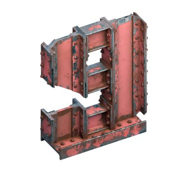 Çelik kirişlerin boyanmış yazı tipi. 