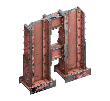 Çelik kirişlerin boyanmış yazı tipi. 