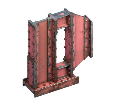 Çelik kirişlerin boyanmış yazı tipi. 