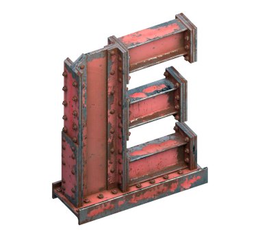 Çelik kirişlerin boyanmış yazı tipi. 