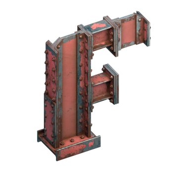 Çelik kirişlerin boyanmış yazı tipi. 