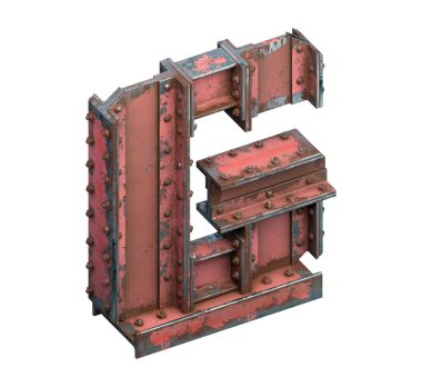 Çelik kirişlerin boyanmış yazı tipi. 