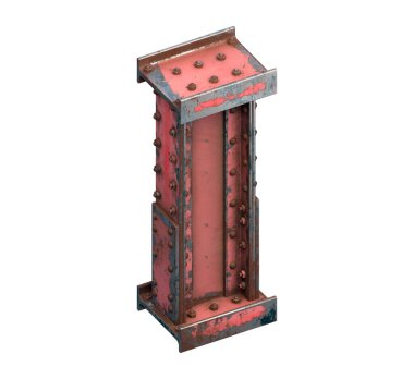 Çelik kirişlerin boyanmış yazı tipi. 