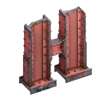 Çelik kirişlerin boyanmış yazı tipi. 