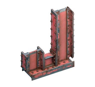 Çelik kirişlerin boyanmış yazı tipi. 