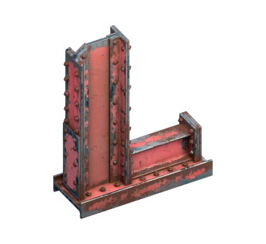 Çelik kirişlerin boyanmış yazı tipi. 