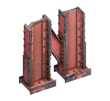 Çelik kirişlerin boyanmış yazı tipi. 