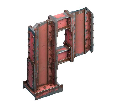 Çelik kirişlerin boyanmış yazı tipi. 