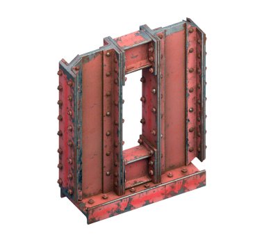 Çelik kirişlerin boyanmış yazı tipi. 