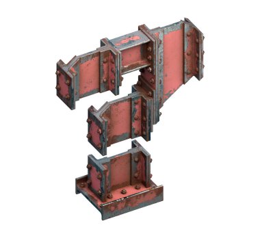 Çelik kirişlerin boyanmış yazı tipi. 