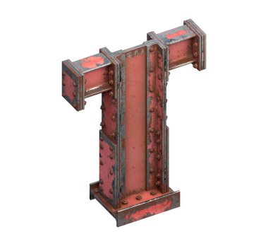 Çelik kirişlerin boyanmış yazı tipi. 