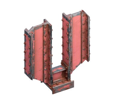 Çelik kirişlerin boyanmış yazı tipi. 