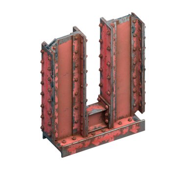 Çelik kirişlerin boyanmış yazı tipi. 