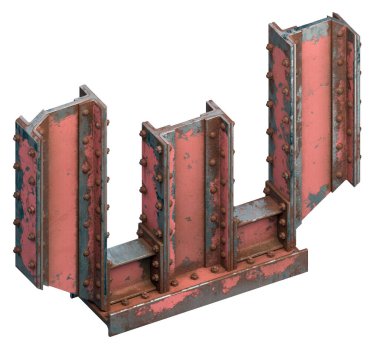 Çelik kirişlerin boyanmış yazı tipi. 