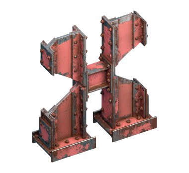 Çelik kirişlerin boyanmış yazı tipi. 