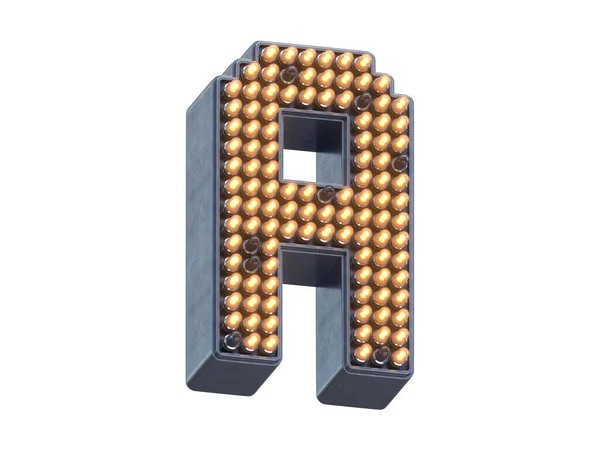 Metalen Pixelvorm Van Het Lettertype Met Lichtleds — Stockfoto