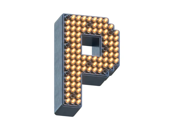 ライトLed付きフォントの金属ピクセル形状 — ストック写真
