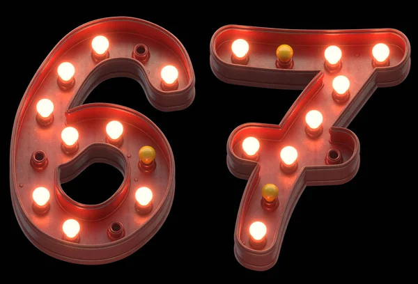 Retro Röd Skylt Lampa Ljus Teckensnitt — Stockfoto