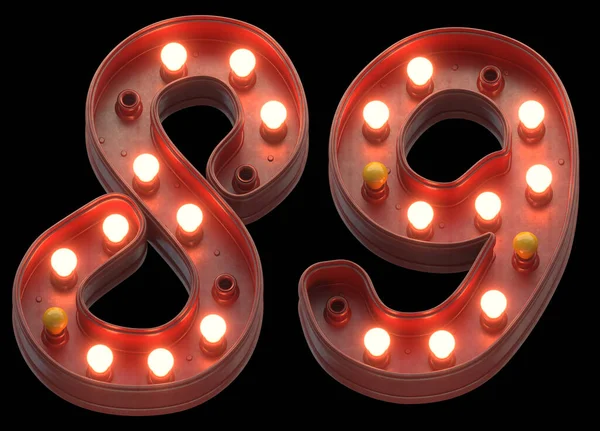 Retro Rood Teken Lamp Licht Lettertype — Stockfoto