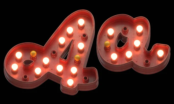 Retro Red Sign Lamp Light Fuente —  Fotos de Stock