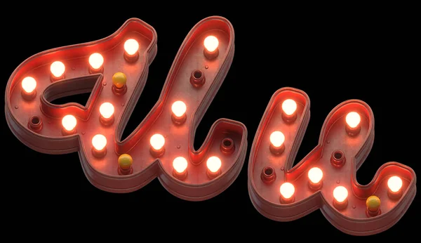 Retro Rood Teken Lamp Licht Lettertype — Stockfoto