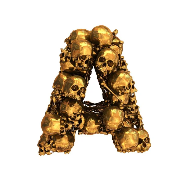Gouden Schedel Botten Lettertype — Stockfoto