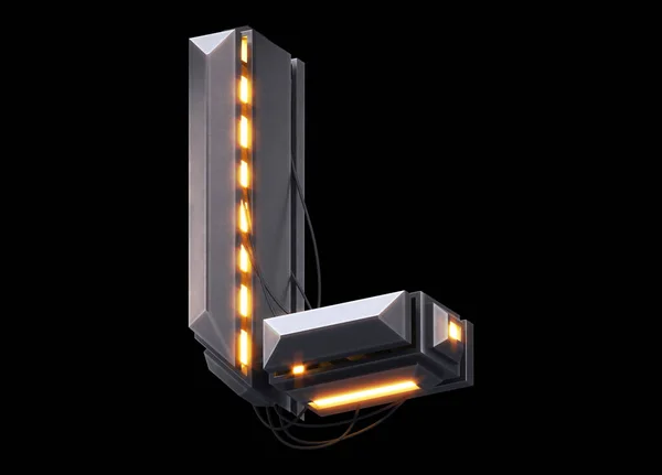 Fütürist ışık yazı tipi. 3d oluşturma