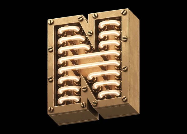 Steampunk hafif yazı tipi. 3d oluşturma.