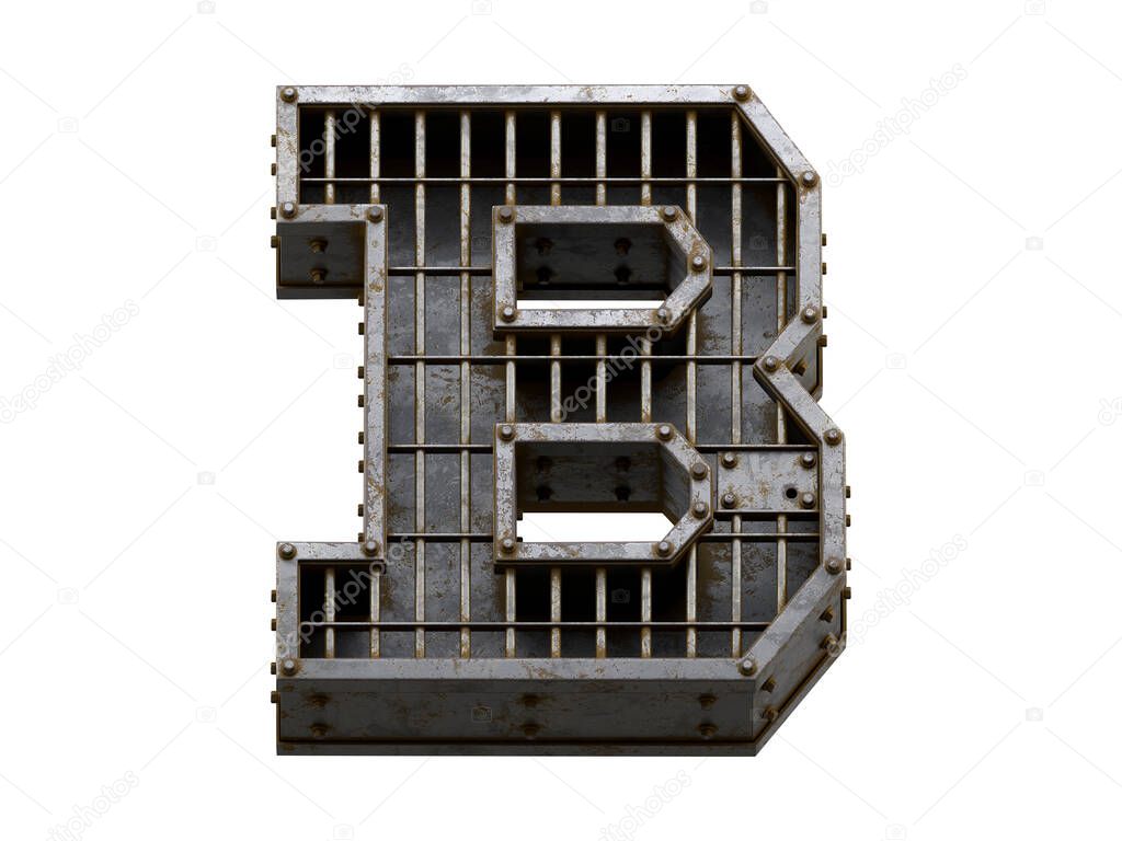 Prison font. 3d rendering.