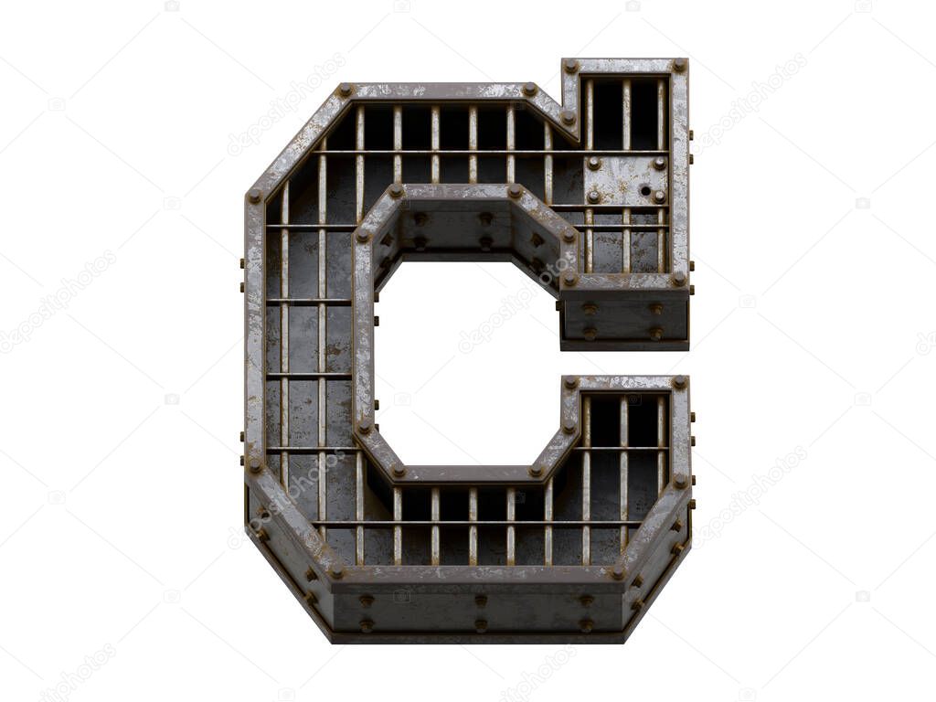 Prison font. 3d rendering.