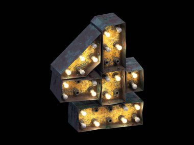 Çok eski ve kırık lamba yazı tipi. 