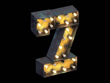 Çok eski ve kırık lamba yazı tipi. 